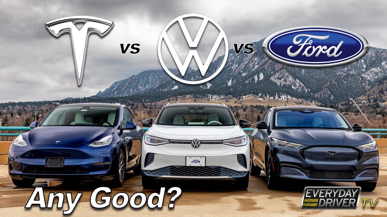 Mustang Mach-E vs Model Y vs ID4 EV comparison – Is the future any good? | Everyday Driver Season 9