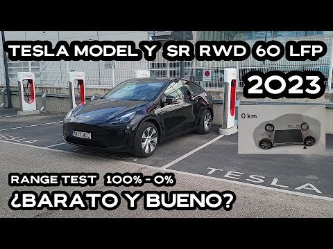 PRUEBA DEL NUEVO TESLA MODEL Y SR RWD 2023 BATERIA LFP 60kWh AUTONOMIA HASTA 0% RANGE TEST CONSUMOS