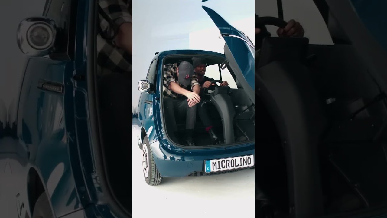 Microlino electric car with 2 seats, range of up to 230 km, 12.5 kW power and top speed of 90km/h.