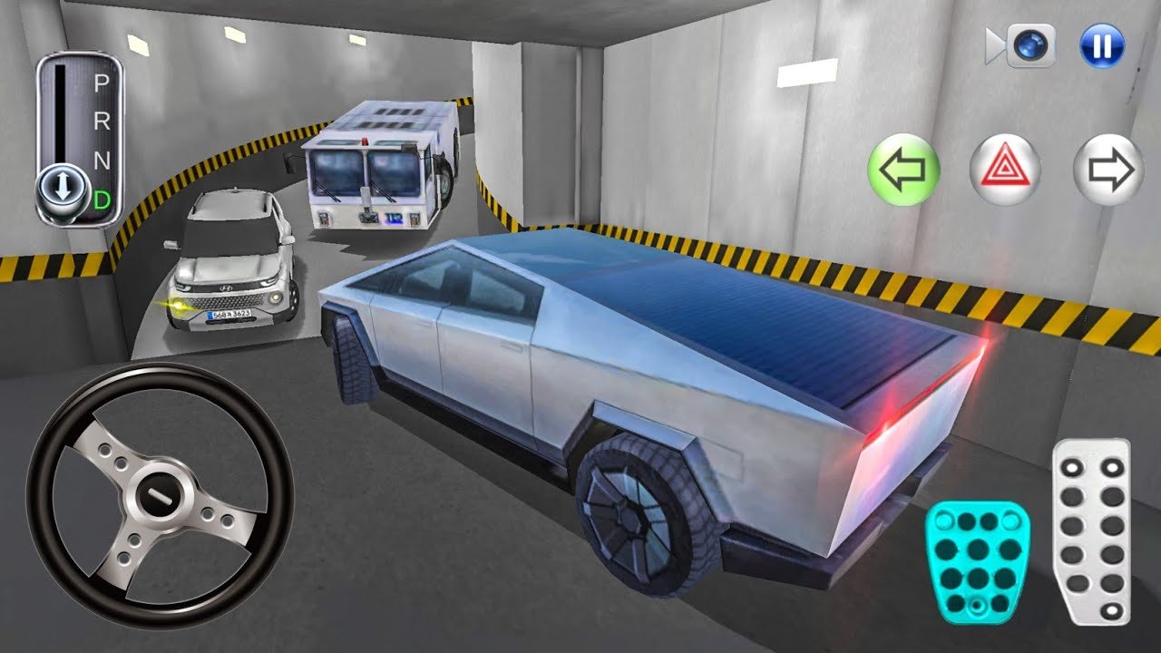 New Electric car Tesla Cybertruck Stuck in Parking Garage – 3D Driving Class 2025 – game Android